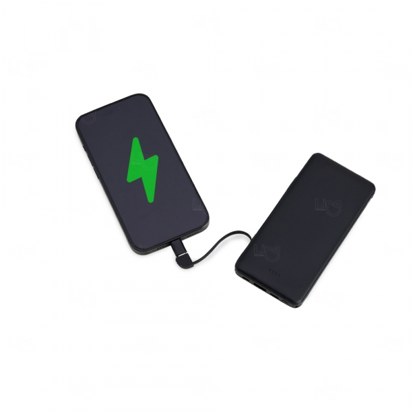 Power Bank com Cabos Acoplados Personalizado - 10.000mAh 