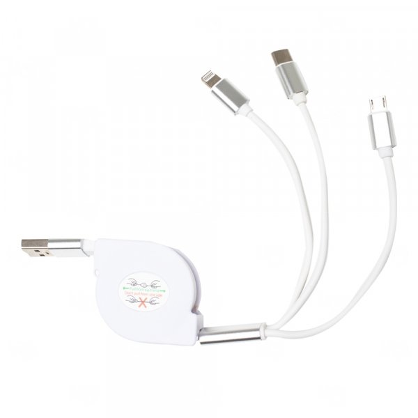 Cabo USB Retrátil 3 em 1 Personalizado 