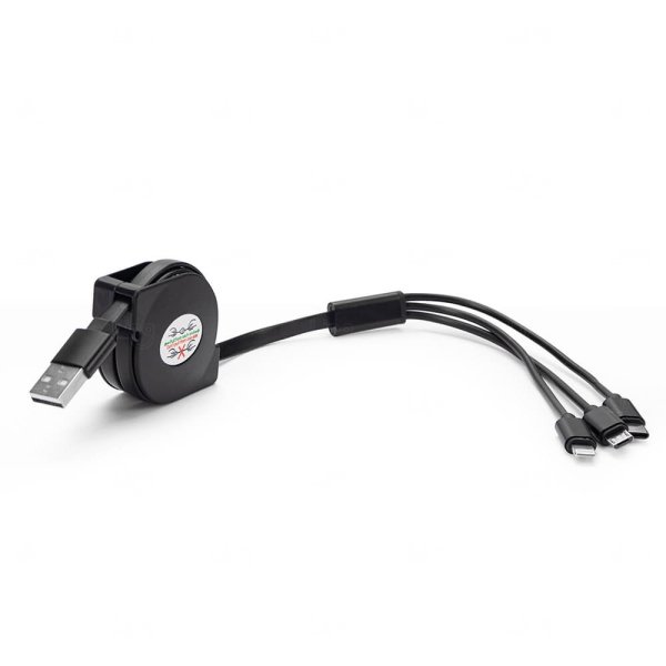 Cabo USB Retrátil 3 em 1 Personalizado 