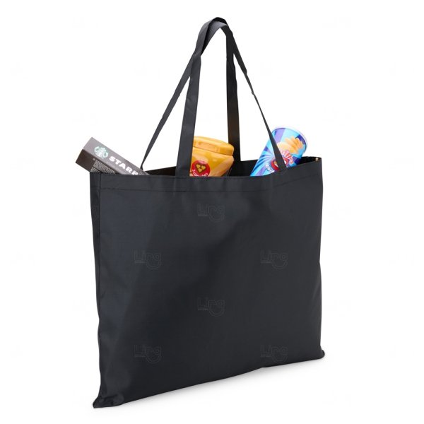 Sacola de Poliéster Preta Personalizada - 41 x 50 cm 