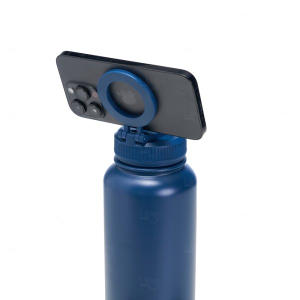 Garrafa Térmica Inox c/ Suporte para Celular Personalizada - 1,2L 