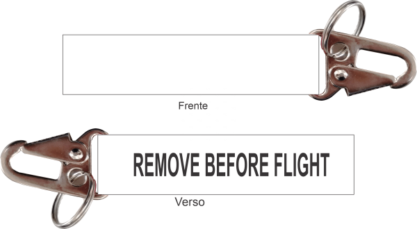 Chaveiro Remove Before Flight - Mosquetão - corte reto 