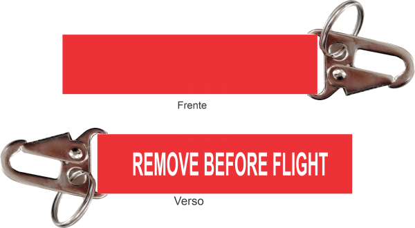 Chaveiro Remove Before Flight - Mosquetão - corte reto 