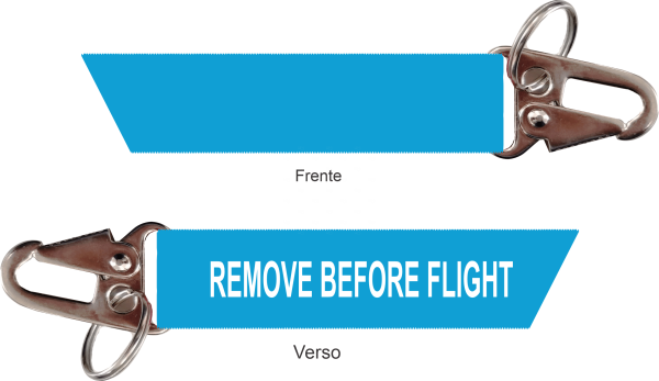 Chaveiro Remove Before Flight - Mosquetão - Corte Diagonal 