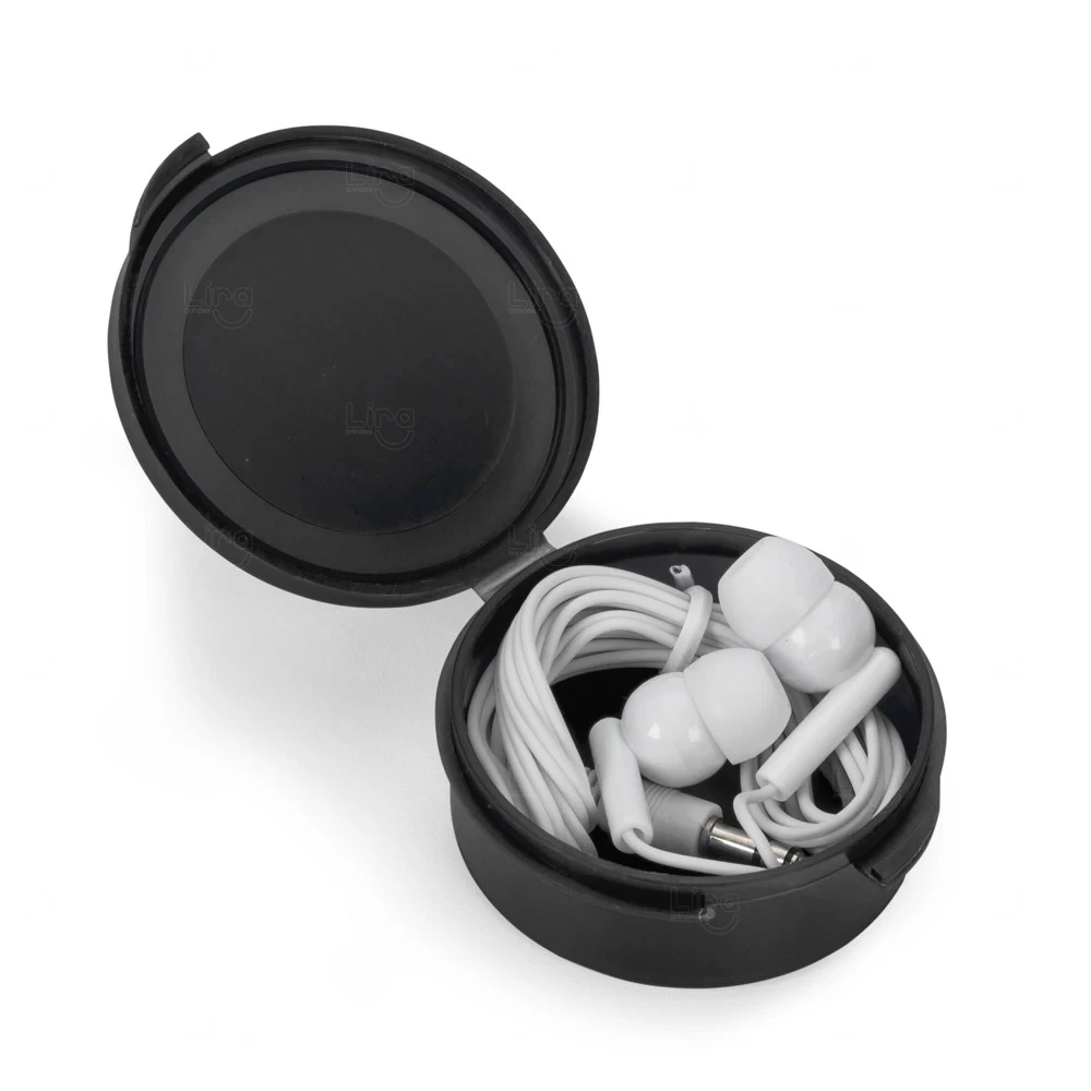 Fone de Ouvido Intra-Auricular Personalizado com Estojo Preto e Preto