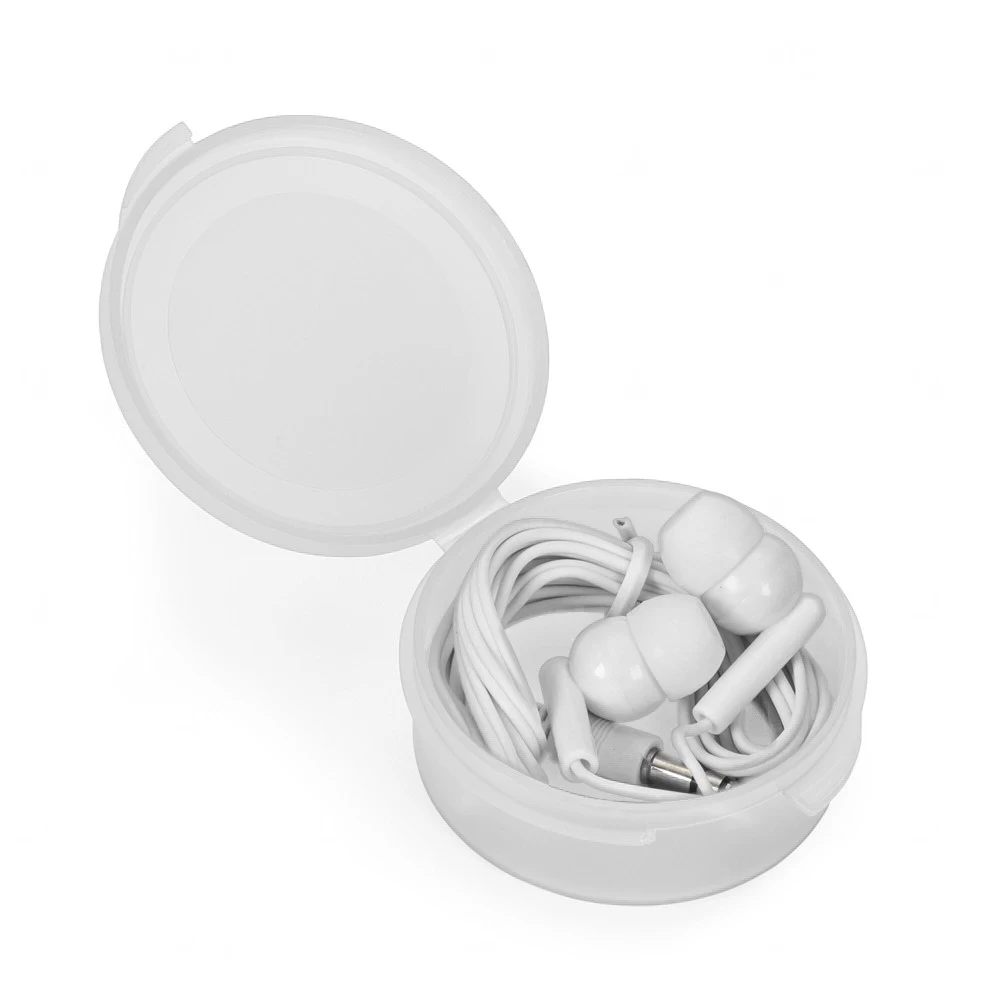 Fone de Ouvido Intra-Auricular Personalizado com Estojo Branco e Branco