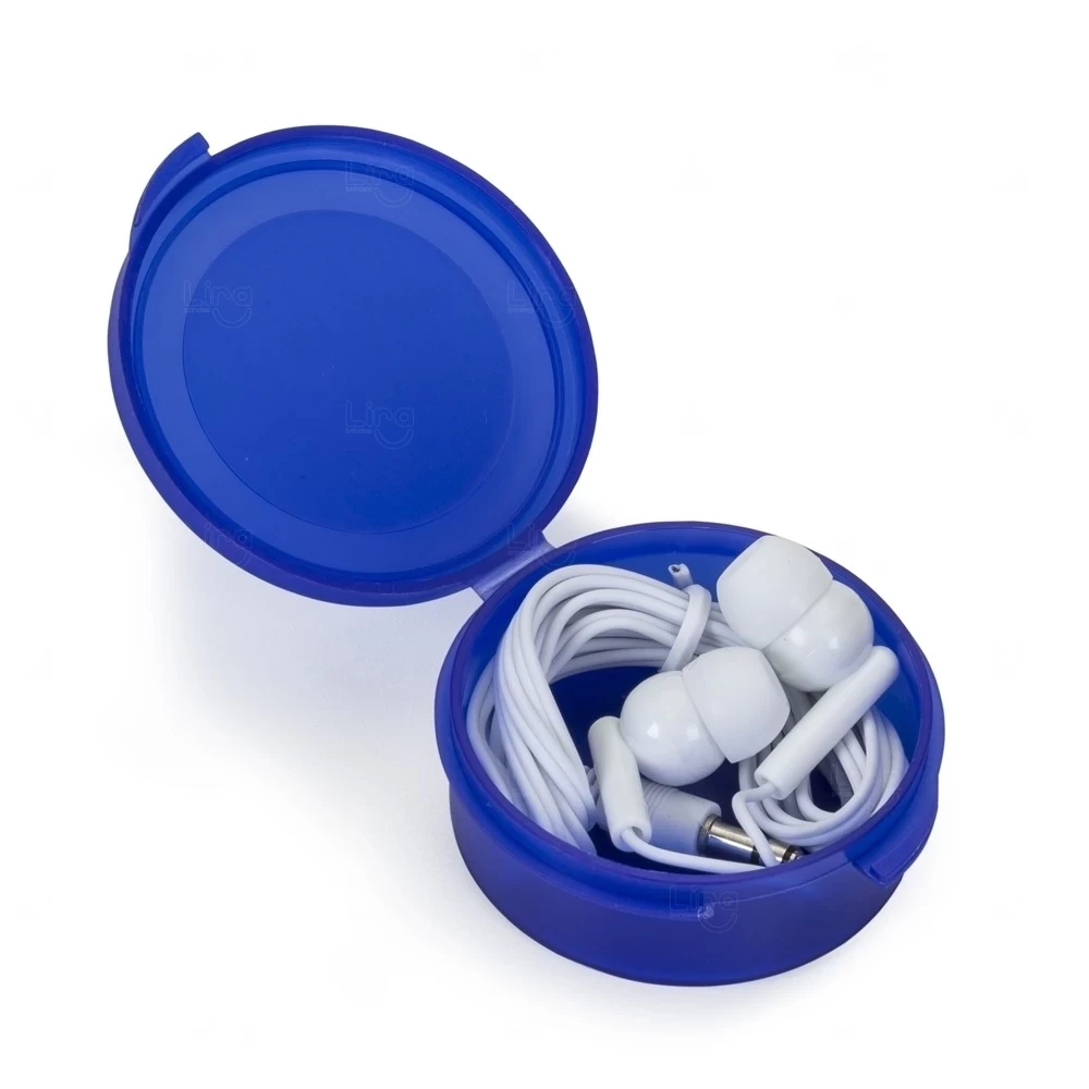 Fone de Ouvido Intra-Auricular Personalizado com Estojo Azul