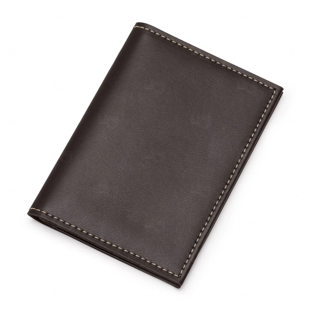 Porta Documento em Couro Sintético Personalizado - 12,8 x 9,2 cm Marrom