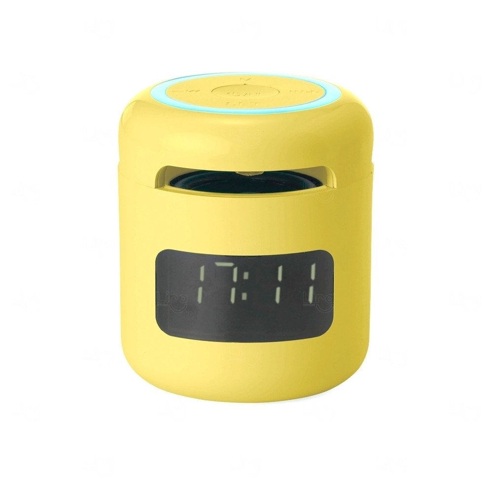 Caixa de Som Multimídia com Relógio Personalizada Amarelo