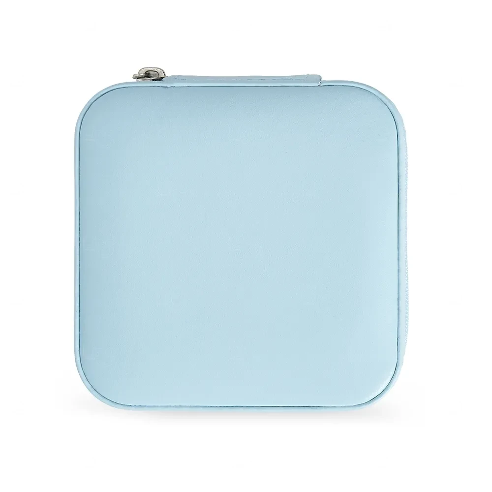 Porta-Joias em Couro Sintético Personalizado - 5x10x10cm Azul Claro