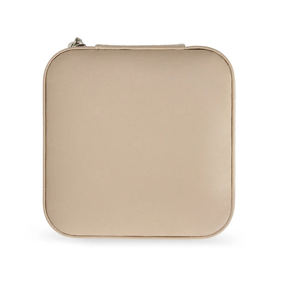 Porta-Joias em Couro Sintético Personalizado - 5x10x10cm Bege