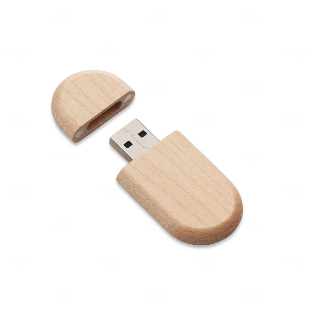 Pen Drive Oval de Bambu Personalizado 