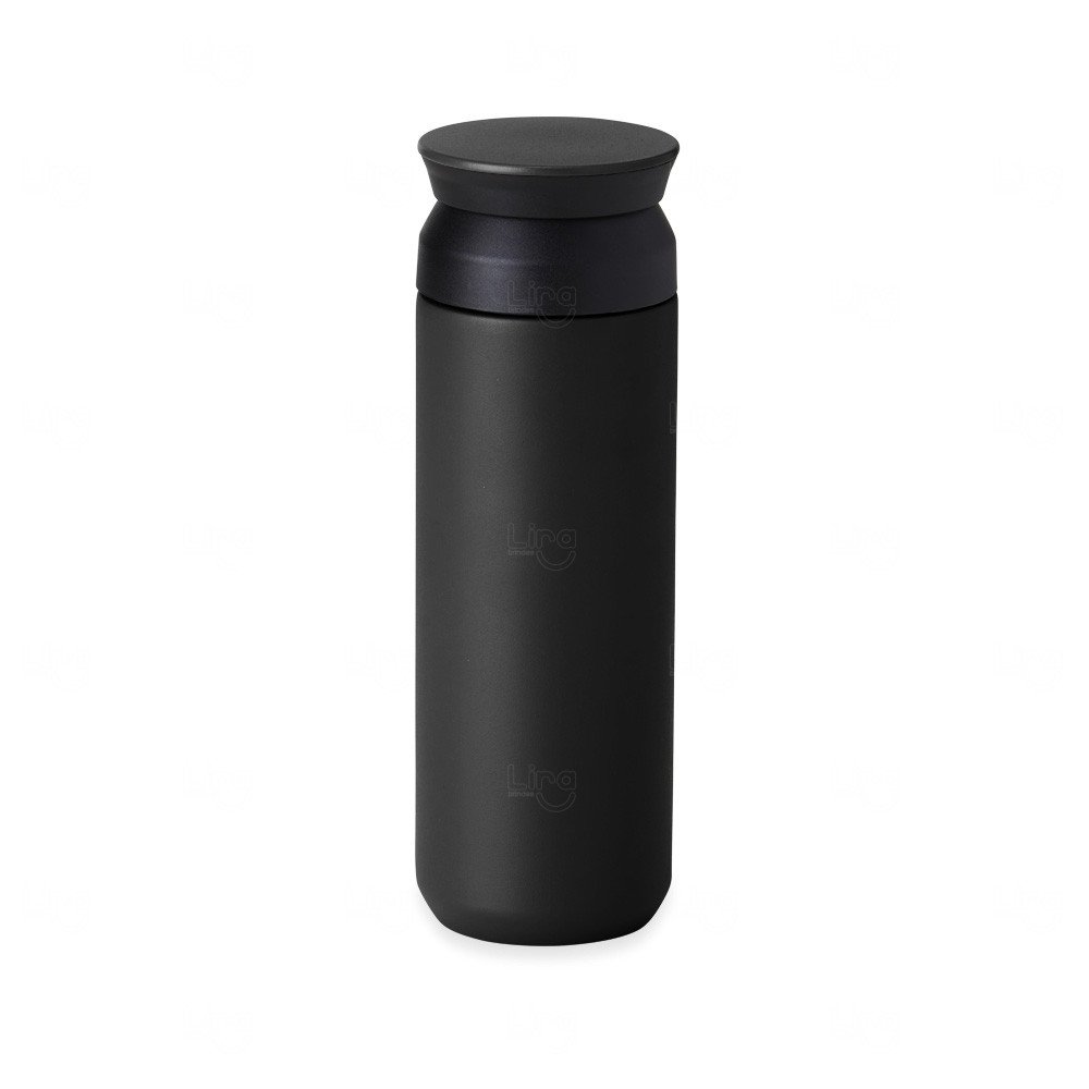 Garrafa Térmica 470ml Inox com Tampa Dupla Personalizada Preto