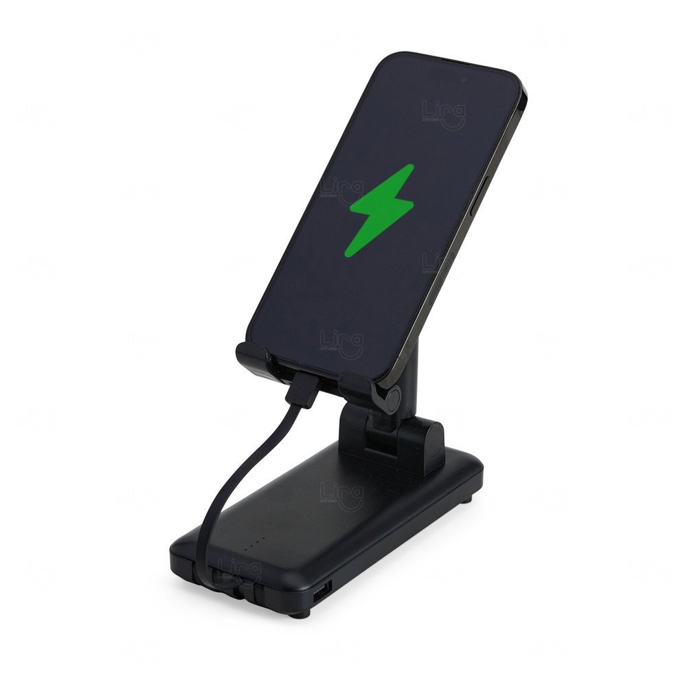Power Bank com Suporte Retrátil Personalizado - 10.000mAh 