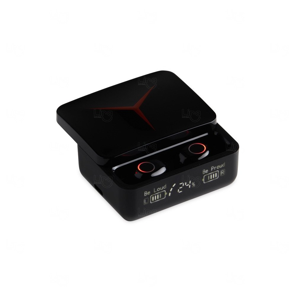 Fone de Ouvido Bluetooth Com Case e Power Bank Emergencial Preto
