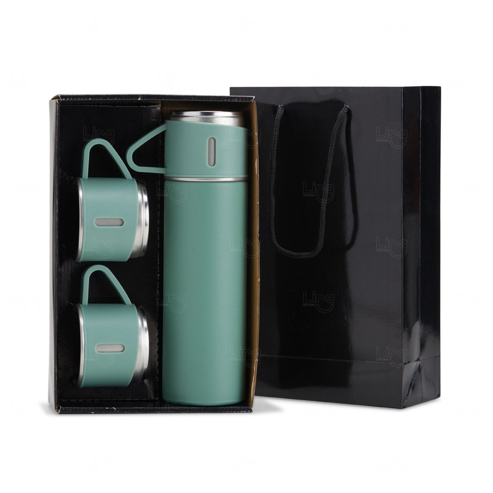 Kit Garrafa Térmica 450ml com Xícaras Personalizada 