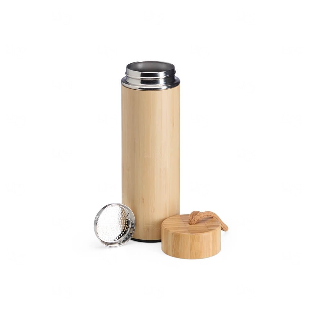 Garrafa Térmica Bambu 400ml com Infusor Personalizada 