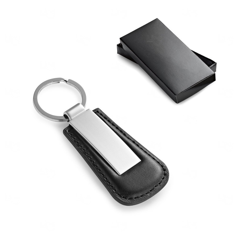 Chaveiro de Couro com Placa Metálica Personalizado 