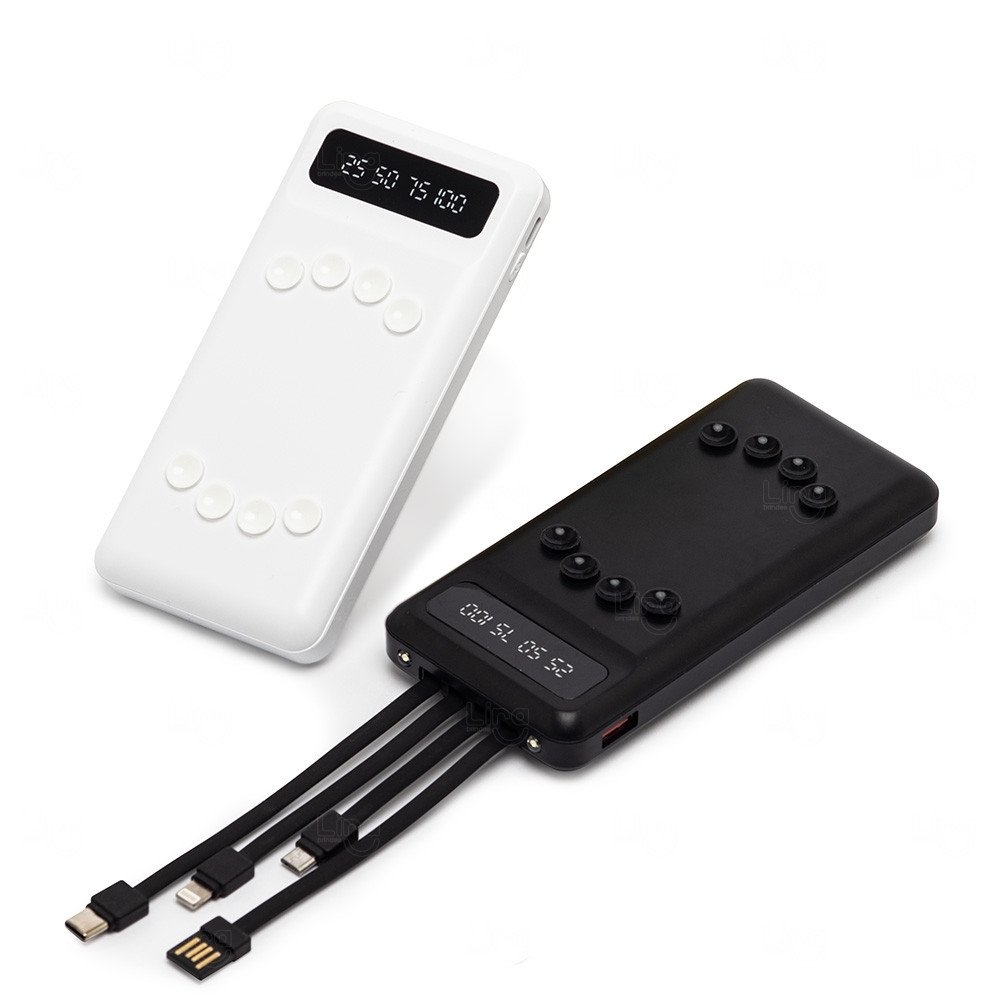 Power Bank 10.000 Mah com Indicador LED e Lanterna Personalizado 